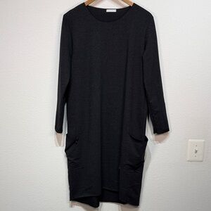 Makadamia charcoal Long Sleeve Shift Dress size 44 Large